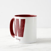Modern Glitter Monogram W Mug with Name マグカップ (正面左)