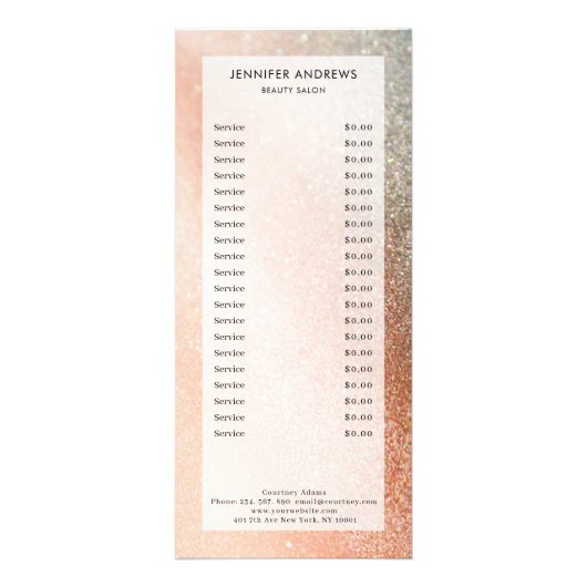 Modern, glitter, salon, pricelist rack card ラックカード (正面)