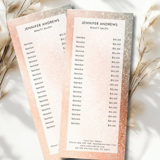 Modern, glitter, salon, pricelist rack card ラックカード