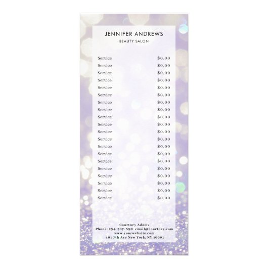 Modern, glitter, salon, pricelist rack card ラックカード (正面)