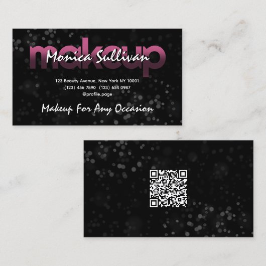Modern glitter sparkly Makeup 名刺 (正面/裏面)