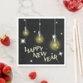 Modern Glowing Light Bulbs Happy New Year スタンダードランチョンナプキン (インサイチュ)