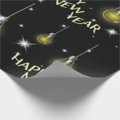Modern Glowing Light Bulbs Happy New Year ラッピングペーパー (角)