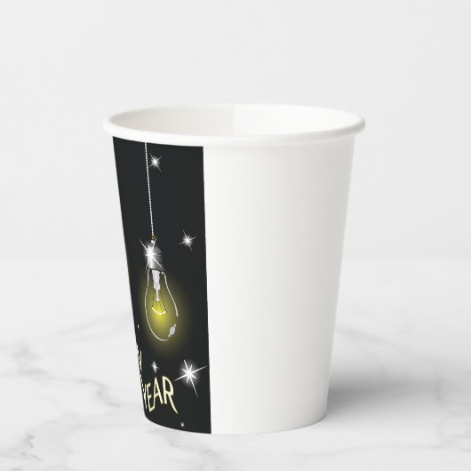 Modern Glowing Light Bulbs Happy New Year 紙コップ (左)