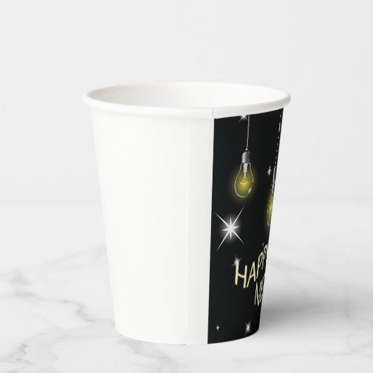 Modern Glowing Light Bulbs Happy New Year 紙コップ (右)