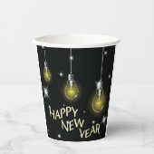 Modern Glowing Light Bulbs Happy New Year 紙コップ (正面)