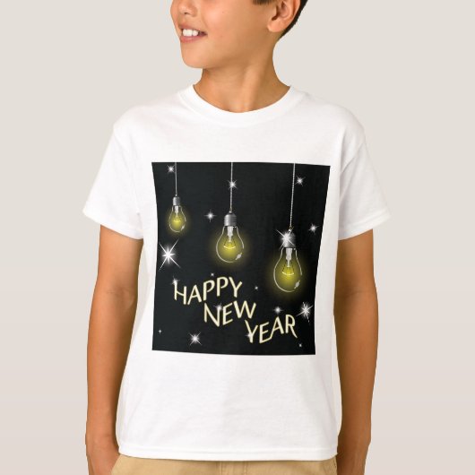 Modern Glowing Light Bulbs Happy New Year Tシャツ (正面)