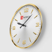 Modern Gold Accent Luxury White & Gold Minimalist ラージ壁時計 (傾斜)