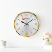 Modern Gold Accent Luxury White & Gold Minimalist ラージ壁時計 (ホーム)