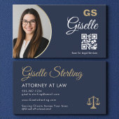 Modern Gold and Navy Scales of Justice Lawyer 名刺