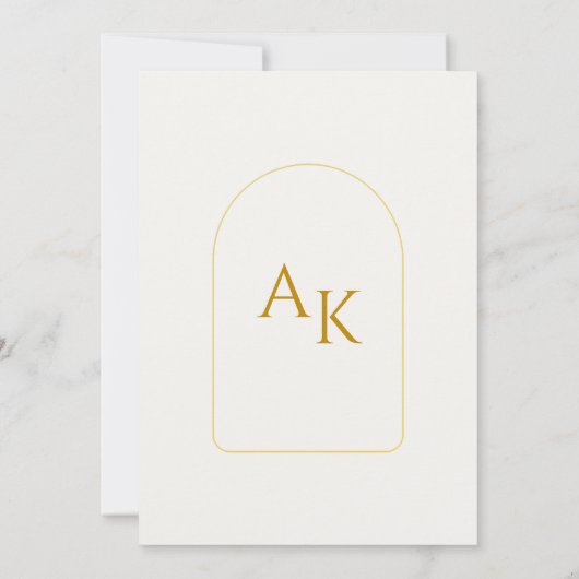 Modern Gold Arch Frame Islamic Wedding Nikah 招待状 (裏面)