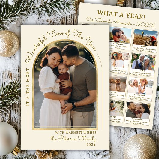 Modern Gold Arch Year in Review 13 Photo Collage シーズンカード