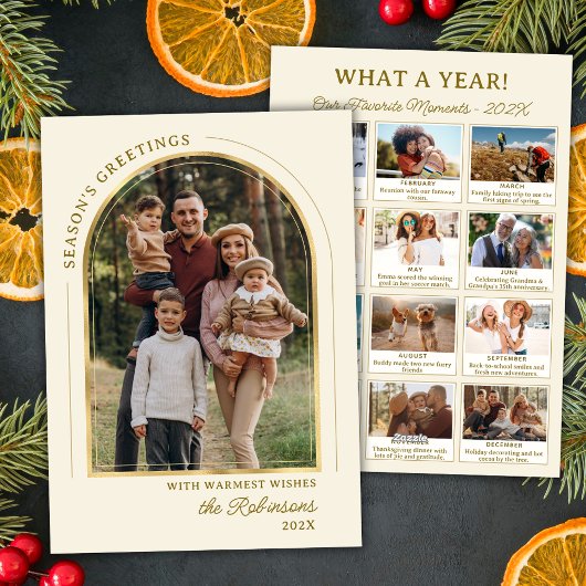Modern Gold Arch Year in Review 13 Photo Collage シーズンカード