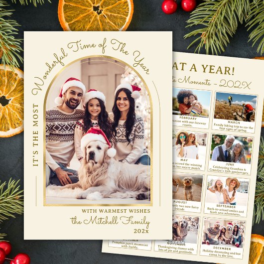 Modern Gold Arch Year in Review 13 Photo Collage シーズンカード