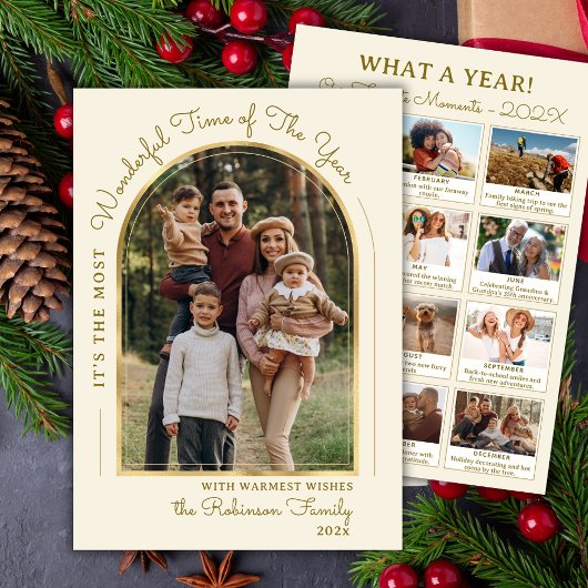 Modern Gold Arch Year in Review Photo Collage シーズンカード