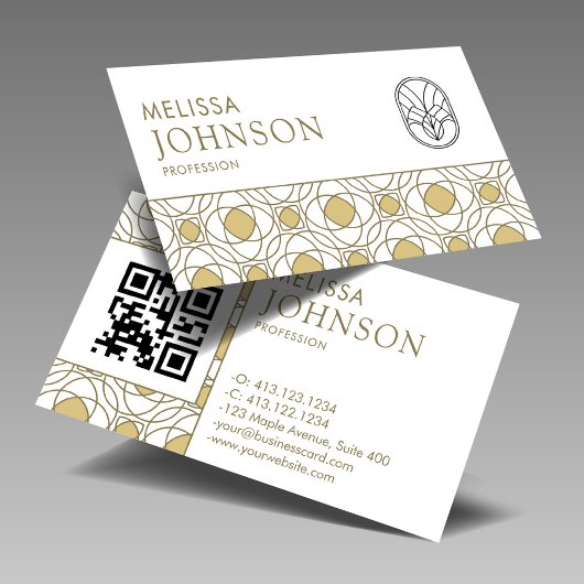 Modern Gold Art Deco Geometric Pattern 名刺