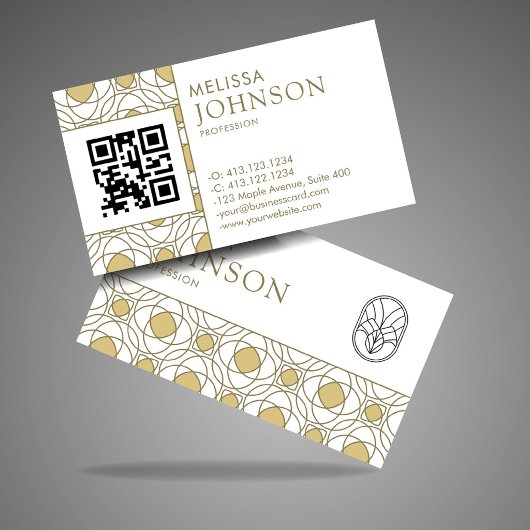 Modern Gold Art Deco Geometric Pattern 名刺