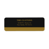 Modern Gold Bar Black Return Address Labels ラベル (正面)
