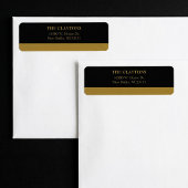 Modern Gold Bar Black Return Address Labels ラベル