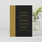 Modern Gold Bar Black Wedding Invitation 招待状 (スタンド正面)