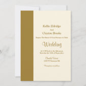 Modern Gold Bar Ivory Wedding Invitation 招待状 (正面)