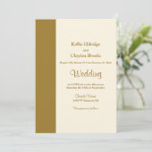 Modern Gold Bar Ivory Wedding Invitation 招待状 (スタンド正面)