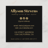 Modern Gold Black Bold QR Code Hair & Makeup スクエア名刺 (裏面)