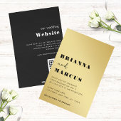 Modern Gold Black Bold Typography QR Code Wedding 招待状