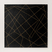 Modern Gold & Black Geometric Strokes Design ジグソーパズル (縦)