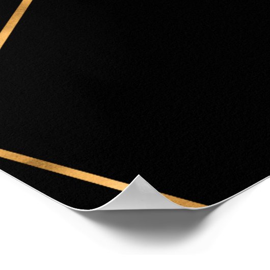 Modern Gold & Black Geometric Strokes Design ポスター (角)