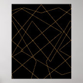 Modern Gold & Black Geometric Strokes Design ポスター (正面)