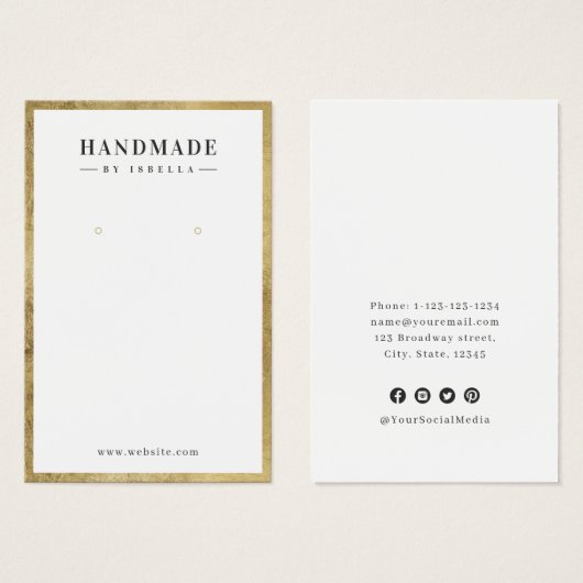 Modern gold border custom jewelry earring display (正面&裏面)