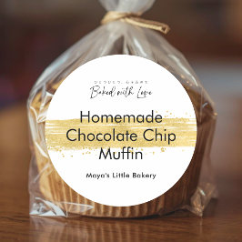 Modern Gold Brush Stroke Bakery Product ラウンドシール