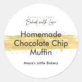 Modern Gold Brush Stroke Bakery Product ラウンドシール (正面)