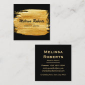 Modern Gold Brush Stroke Make Up Artist スクエア名刺 (正面/裏面)