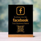 Modern Gold Business Facebook QR Code アクリルサイン (ニュートラル)