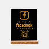 Modern Gold Business Facebook QR Code アクリルサイン (正面)