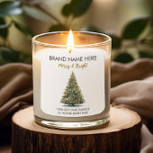 Modern Gold Christmas Tree Candle Label スクエアシール