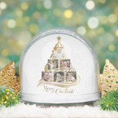 Modern Gold Christmas Tree Family Photo Snow Globe