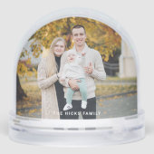 Modern Gold Christmas Tree Family Photo Snow Globe (裏面)