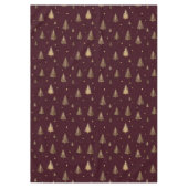 Modern Gold Christmas trees pattern on burgundy テーブルクロス (正面)