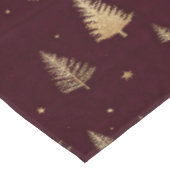 Modern Gold Christmas trees pattern on burgundy テーブルクロス (アングル)