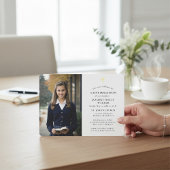 Modern Gold Cross Photo Confirmation Invite 招待状