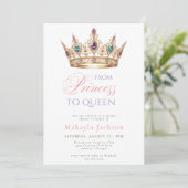 Modern Gold Crown Elegant Bridal Shower Invitation 招待状 (スタンド正面)