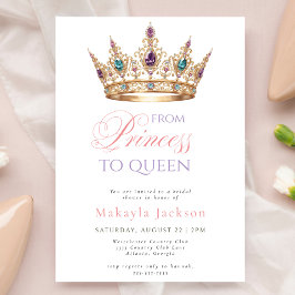 Modern Gold Crown Elegant Bridal Shower Invitation 招待状