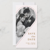 Modern Gold Curved Arch Photo QR Save the Date セーブザデート (正面)