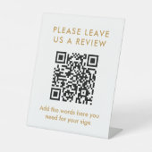Modern Gold Custom Leave a Review QR Code 台座サイン (正面)