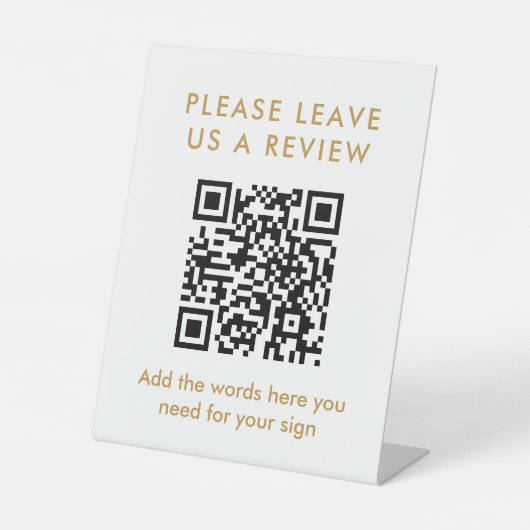 Modern Gold Custom Leave a Review QR Code 台座サイン (正面)