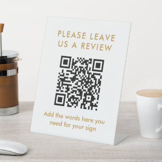Modern Gold Custom Leave a Review QR Code 台座サイン