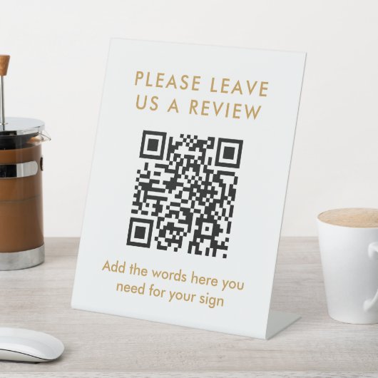 Modern Gold Custom Leave a Review QR Code 台座サイン (インサイチュ)